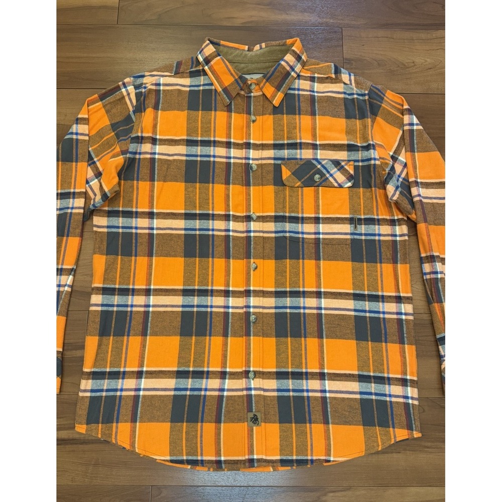 Legendary Whitetails Flannel Shirt Orange Plaid Button Up Cotton Mens Size Large - Picture 5 of 11
